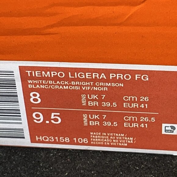 NEW Nike Tiempo Ligera Pro FG White Black Crimson HQ3158-106 Men Size 8